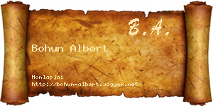 Bohun Albert névjegykártya
